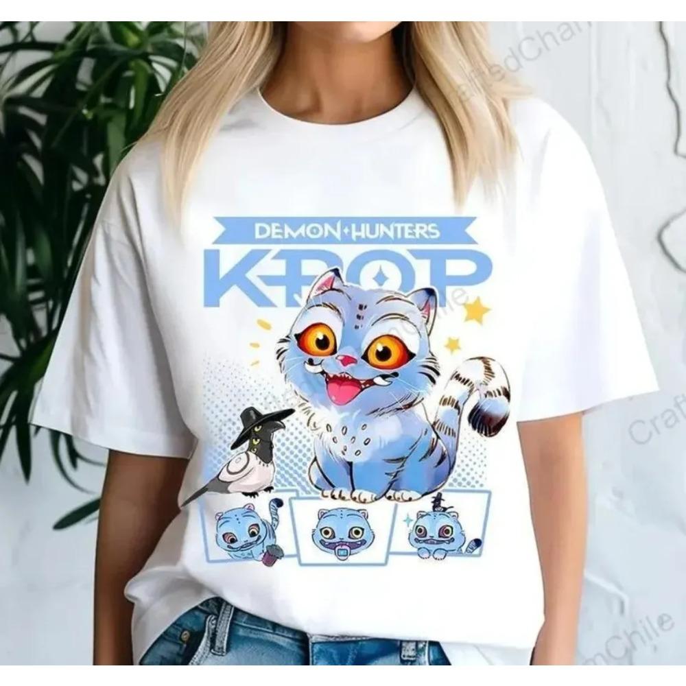 Demon Hunter Tiger Print The Tiger and Bird Demon Hunter Tiger Tee Hunters Tiger Fan Kpop Saja Boys T-Shirt Kpop Tops
