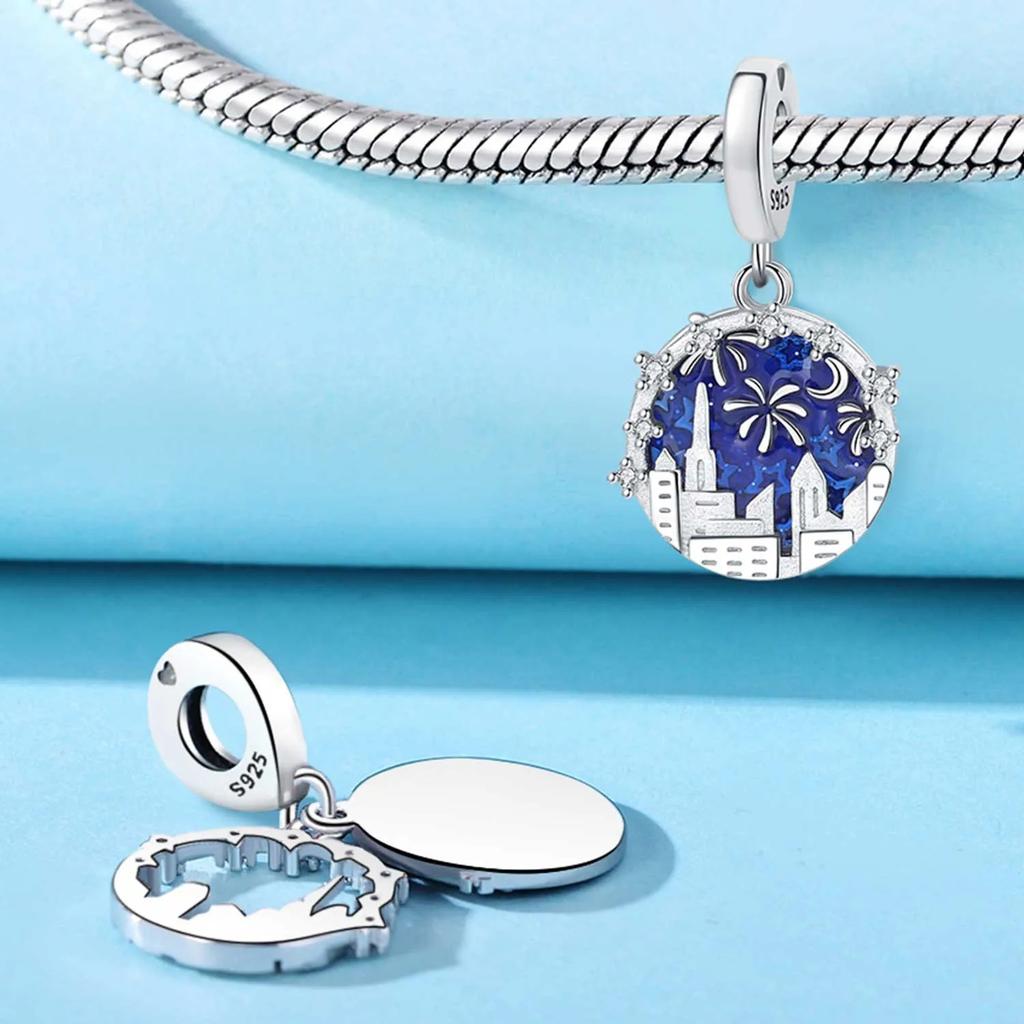 Decorative Beads Plata Originales Blue Series Beads For Charms Real Copper Bracelet Beads Jewellery Making Women'S Gift Idea