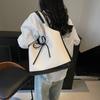 Simple and Large-capacity Tote Bag Women's New Color Matching Casual Underarm Bag Bow Fashionable and Sweet