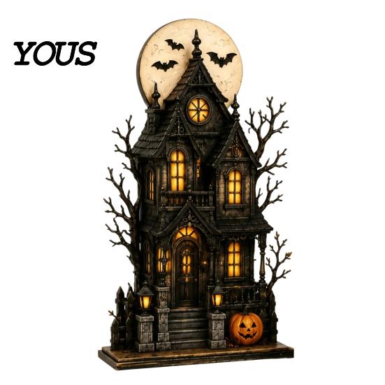Reusable Wooden Holiday Crafts Farmhouse Halloween Tabletop Decorations, Table Topper Signs, Spooky Seasonal Home Accents Pumpkin Ghost Tiered