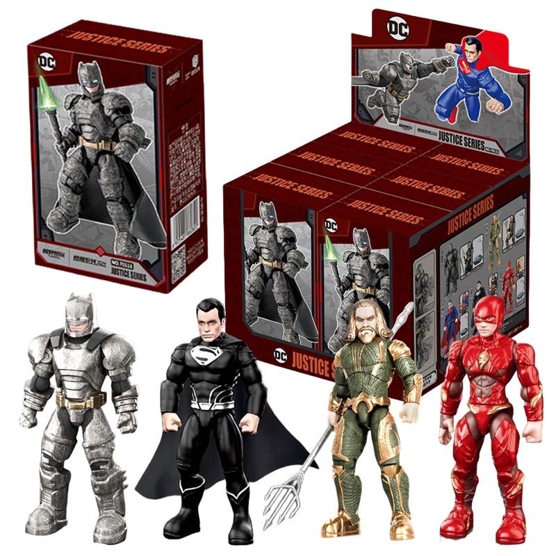 non-toxic 1/6Pcs DC Justice League Blind box toy 7cm Batman Superman Aquaman The Flash Action Figure Building block assembly Kids Gifts