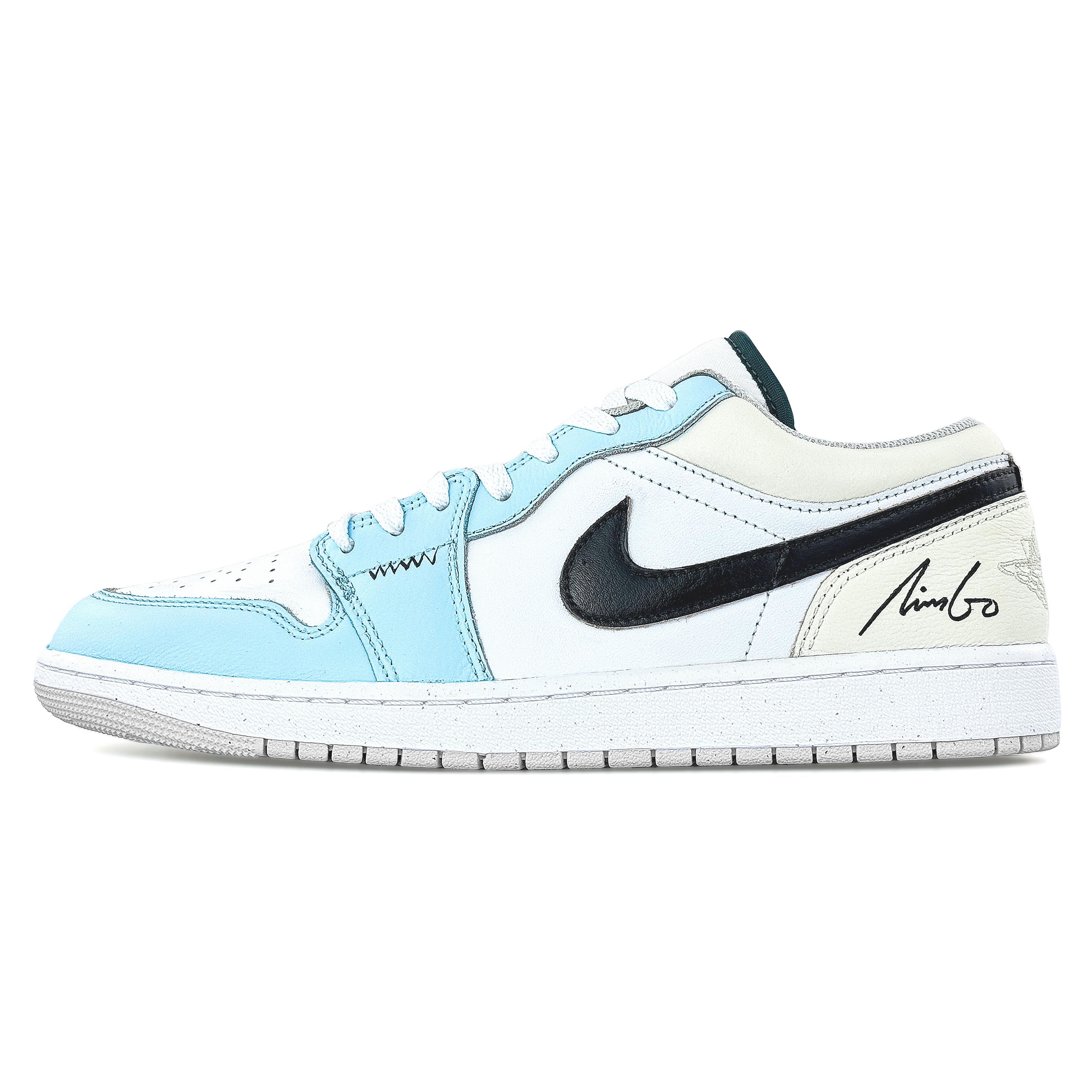 

Jordan Air Jordan 1 Abrasion Resistant Abrasion Resistant Low top Vintage Basketball Shoes Men s Blue Beige White FQ7687-300(Team1324-) 44