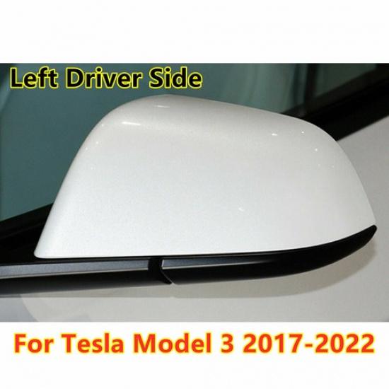 1Pc Pearl White Left Driver Side Mirror Rearview Cover Cap For Tesla Model 3
