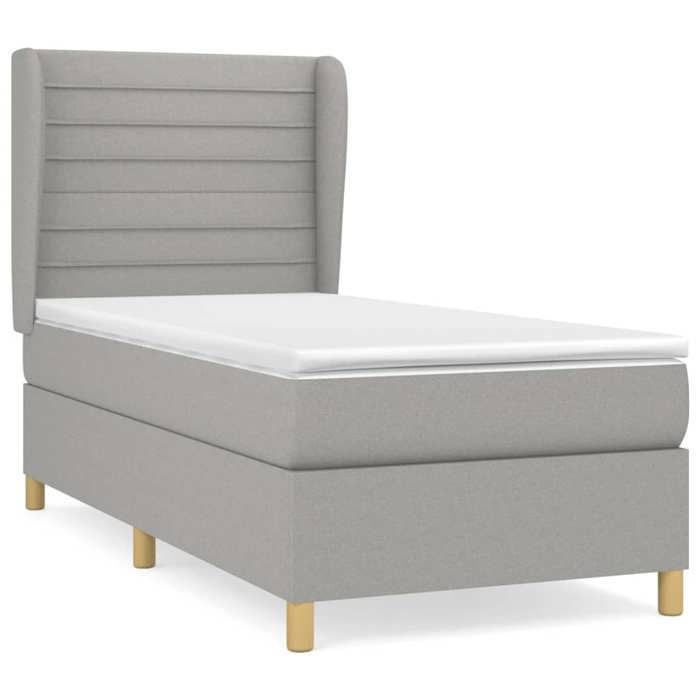 Maison Exclusive - Slatted Bed Base with Mattress Light Grey 90x200 Cm Fabric