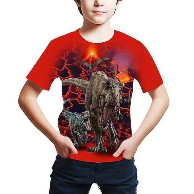 Summer Children's 3D Printed Crew Neck T-Shirt Fashion Versatile Trend Breathable Casual