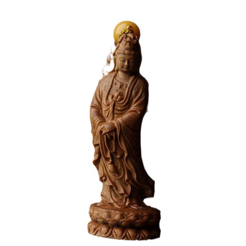 Sandalwood Guanyin Bodhisattva Pendant Charm for Car or Bag