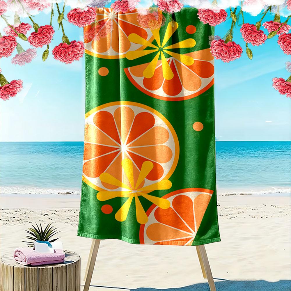 Juicy citrus summer vibes Print beach towel, quick drying, suitable for travel, outdoor sports, jogging, the beach and swimming, gift