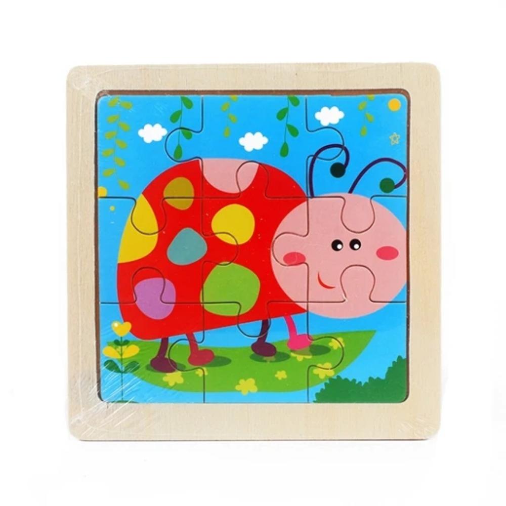 Kids Toy Wood Puzzle Small Size 11*11cm Wooden 3D Puzzle Jigsaw for Children Baby Cartoon Animal/Traffic Puzzles Educational Toy