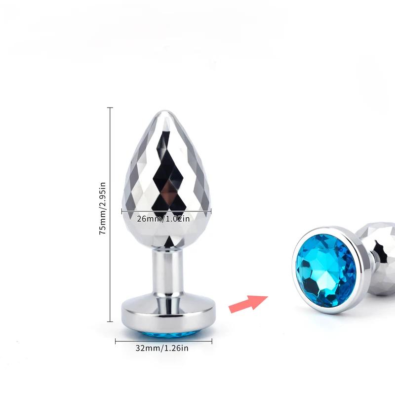 New Couples Small Anal Plug Round Shaped Crystal Metal Butt Plug Stimulator Prostate Massager Anus Sex Toys For Women and Men