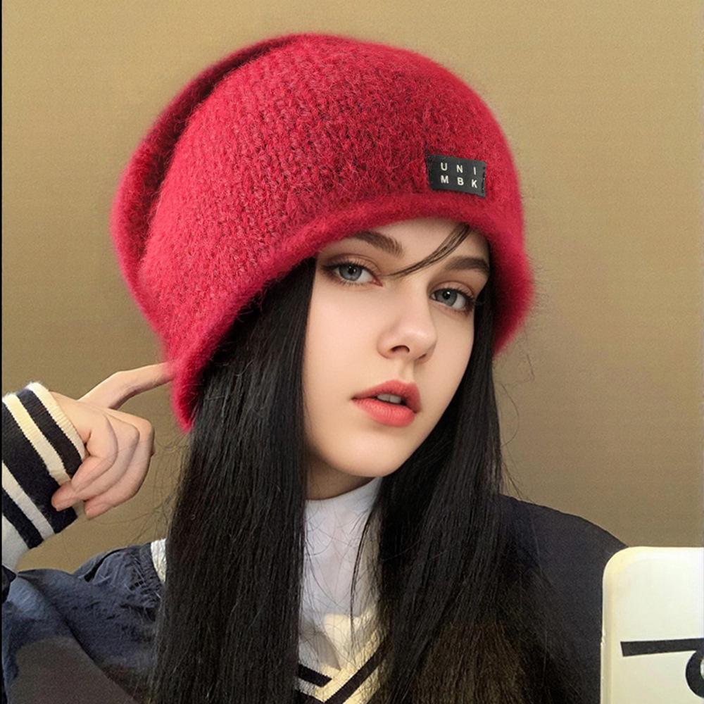 Korean High End Plush Cold Hat for Women In Autumn and Winter Big Head Circumference Retro Pile Hat Showing Face Small Warm Hat