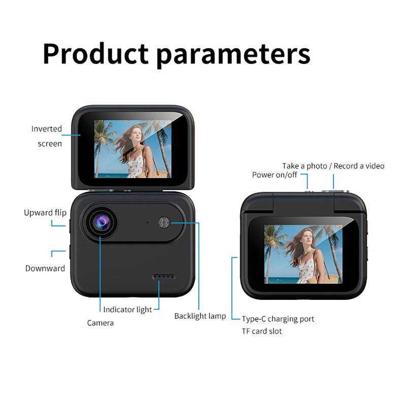 Y360 Sports Camera Life Recorder with Flip Screen Vlog Anti Shake 1080P Ultra Clear Recording 143 ° Wide-angle Portable Camera