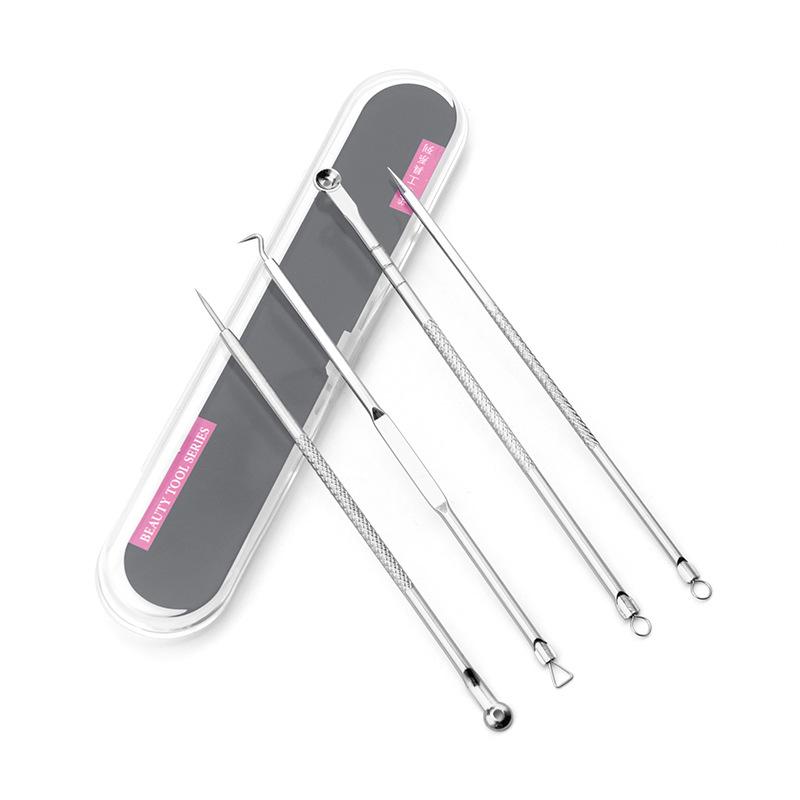 4-teiliges Akne-Set aus Edelstahl: Nadeln & Mitesserentferner