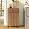Mülleimer-Schrank, rollbarer Küchenschrank in Eichenoptik, 2-türiger Abfalltrennschrank auf Rollen, für Küche & Esszimmer, 46,7x35x80cm