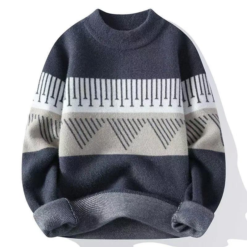 

Men s Autumn and Winter Half-high Neck Thickened Sweater, Youth Knitted Warm Base Layer Shirt 3XL сірий