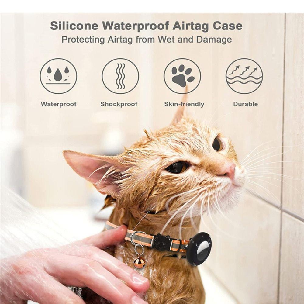 Detachable Bell Cat Collar with Reflective Strip Pet Tracker Accessories Pet Collar for AirTag