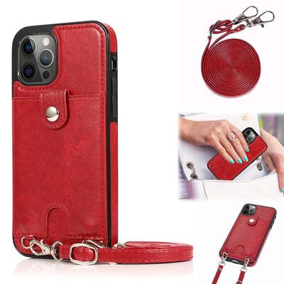 iPhone 12 Pro Max Card Slot Leather Case, Apple 13 Soft Silicone Shell, 7/8 Plus Vertical Hanging Case