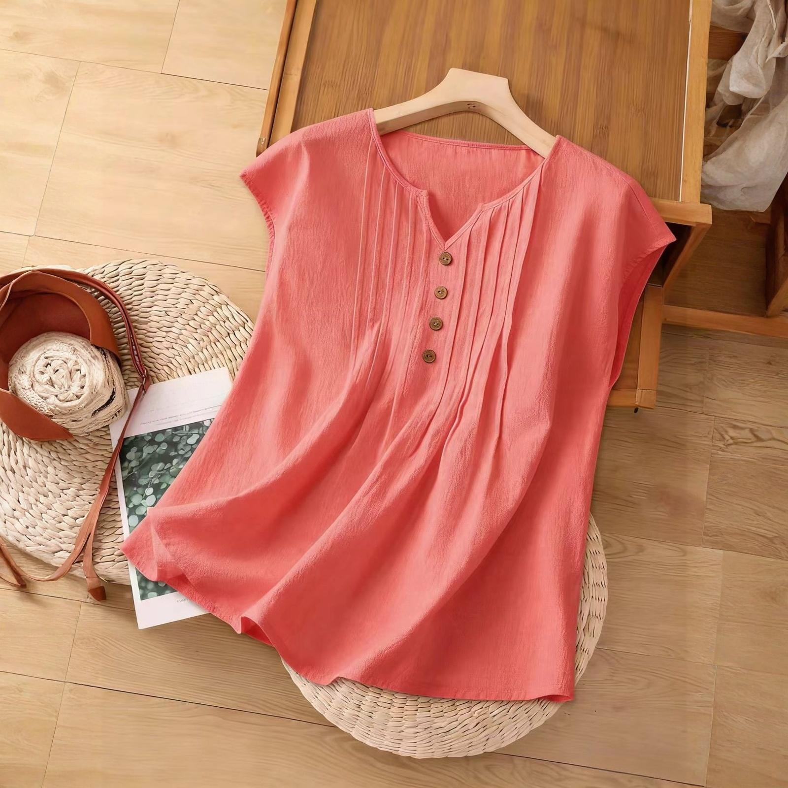 Женская модная многоцветная свободная повседневная хлопково-льняная блузка на пуговицах XL