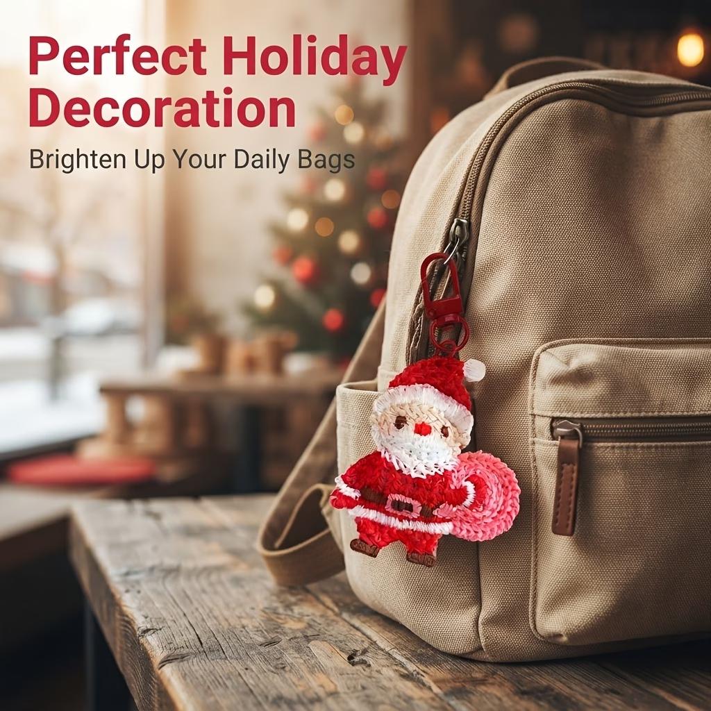 Christmas Keychain Set Cute Knit Stocking Bag Charms Holiday Gift Tags Purse Accessories Stocking Stuffers for Women Girls