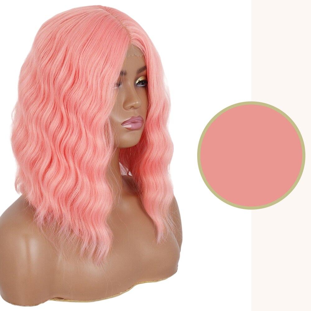 

MISS WIG Синтетический парик 14 дюймов Средняя волна кружевные парики для женщин термостойкое волокно Лолита косплей повседневный светлый розовый парик