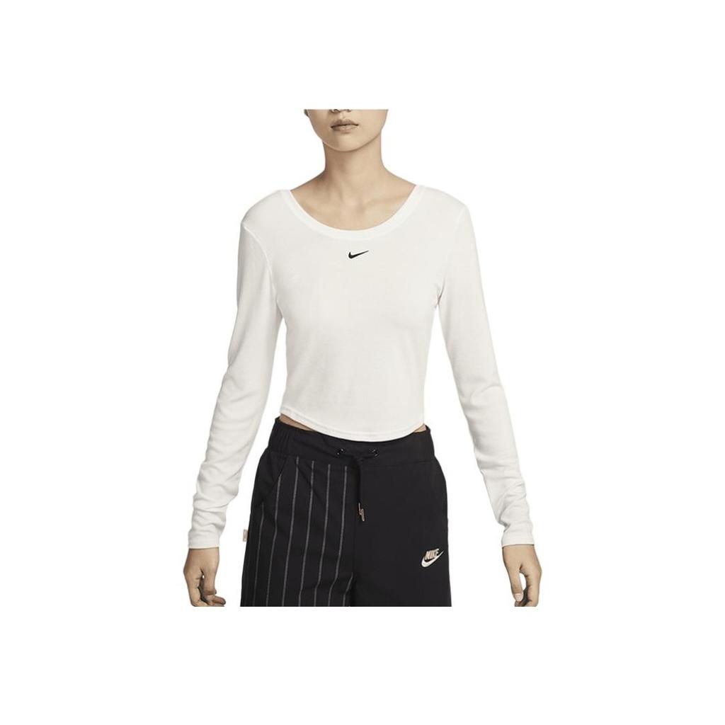 Nové dámské legíny Nike Sportswear Chill Knit s dlouhým rukávem a mini žebrováním, bílé FN3662-133
