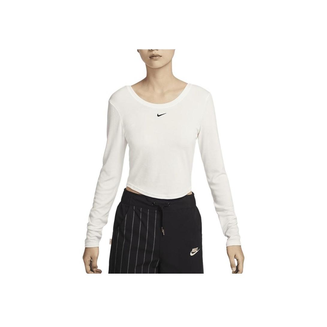 

Новый женский топ Nike Sportswear Chill Knit с длинным рукавом и вырезом-лодочкой, мини-рубчик, белый FN3662-133 L