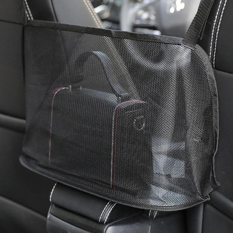 Large Capacity Car Seat Net Pocket Handbag Purse Holder Bag Organizer Storage Pet Net Barrier Dog Pouch Between Back Seats
