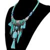 Bohemian Vintage Turquoise Tassels Choker Statement Necklace Women Tribal