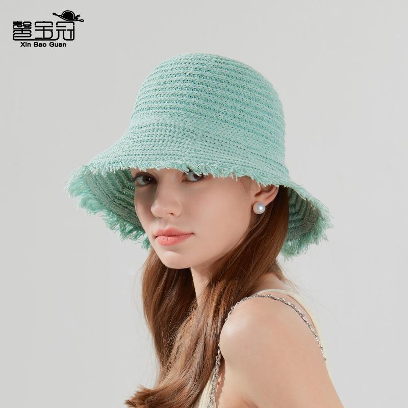 Summer sun hat children versatile fashion fringed big brim straw hat outdoor travel beach seaside sun hat