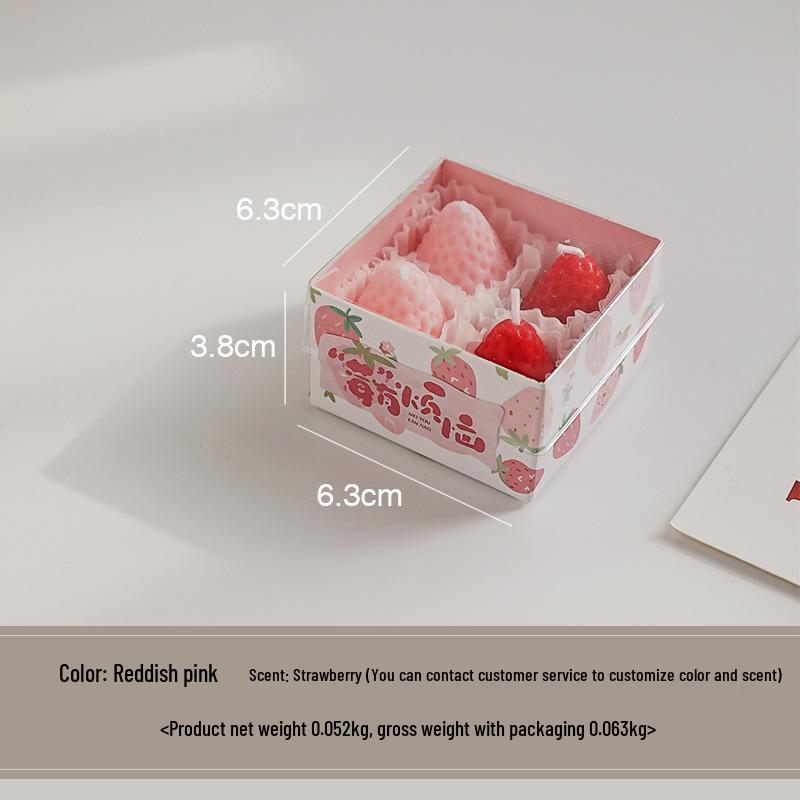 Handmade Cute Strawberry Scented Soy Wax Candle – Creative Birthday Party Favor Gift