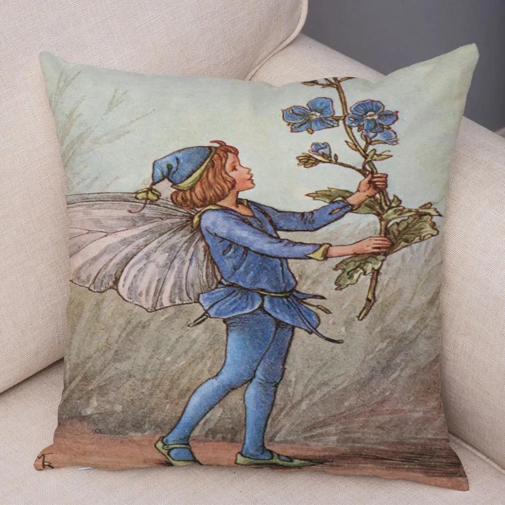 Fairy Tale World Elf Sofa Colorful Cute Cartoon Flower Girl Pillowcase Decorative Home Pillowcase