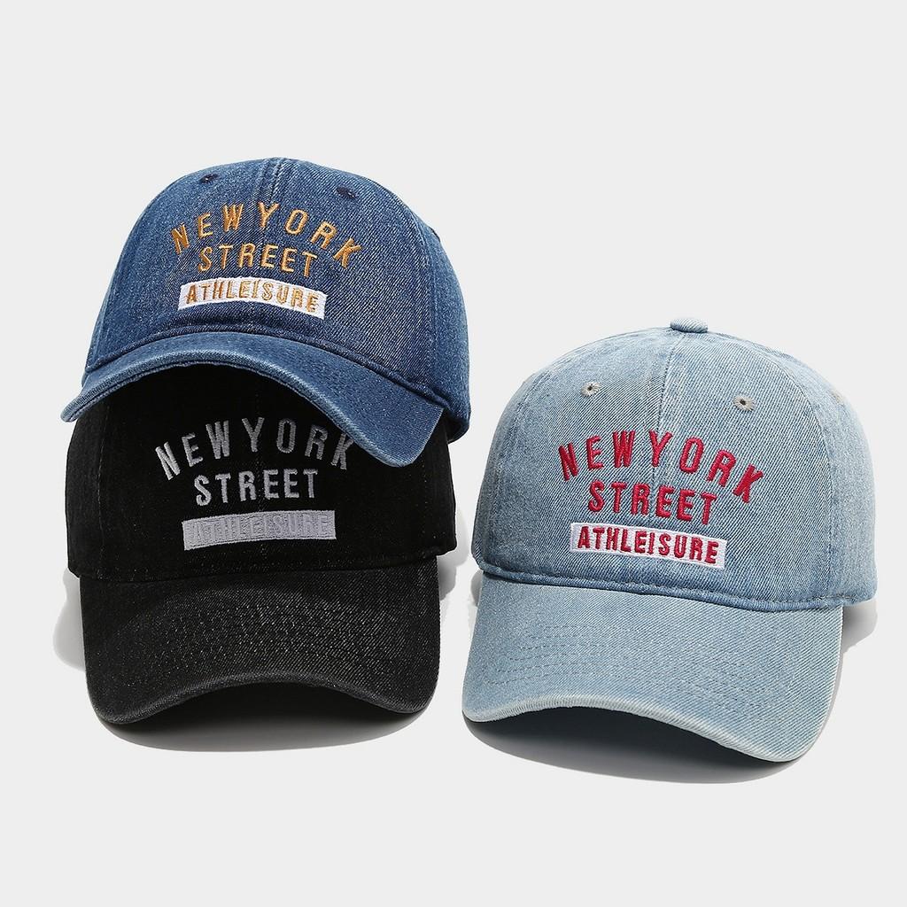 Denim Baseball Cap With Embroidered Letters For Outdoor Sun Protection