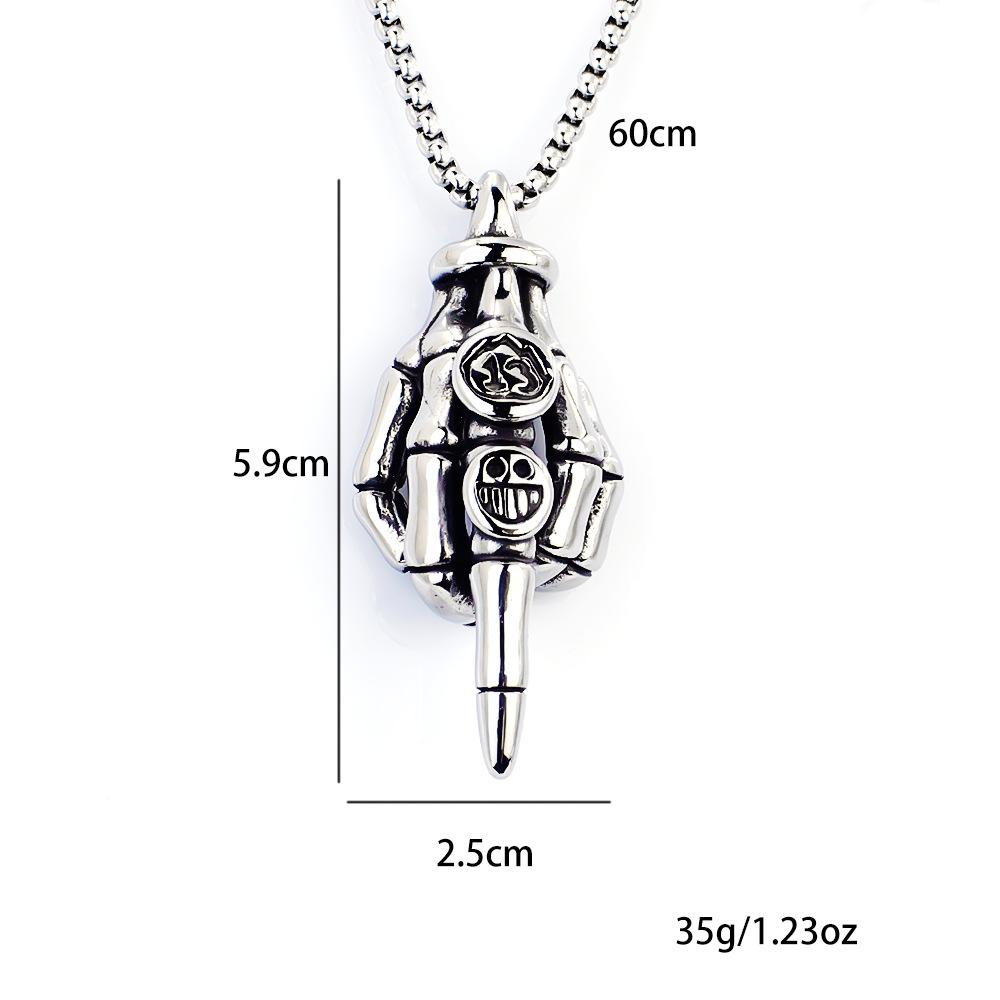 Necklace Hip Hop Versatile Skull Gesture Men and Women Casual Couple Pendant
