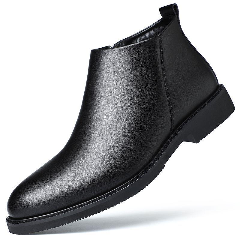 

Men s Genuine Leather Velvet-Lined Chelsea Boots - Warm, Stylish, and Versatile for Autumn and Winter 40