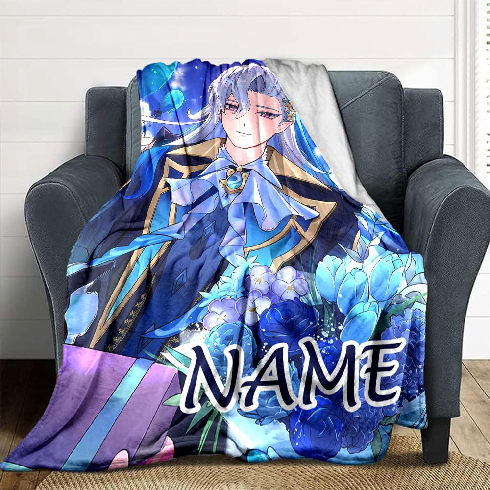 Customizable Genshin Impact1 Throw Blanket – Personalized Name, All-Season Cozy Snug Blanket, Machine Washable, Personalized Blanket