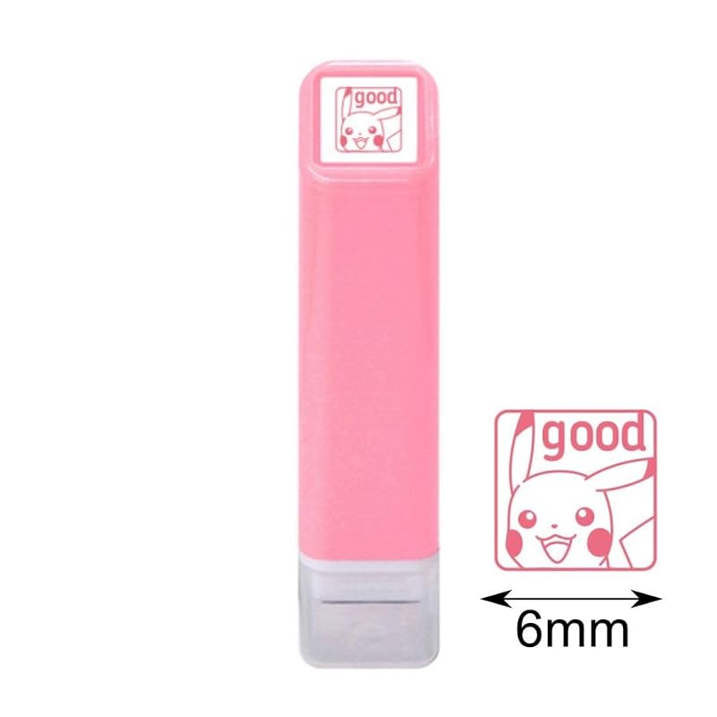 Kodomo No Kao Stamp - Pokémon One-Point Self-Inking Stamp - Pikachu / Good / Color: Coral Pink 2870-032