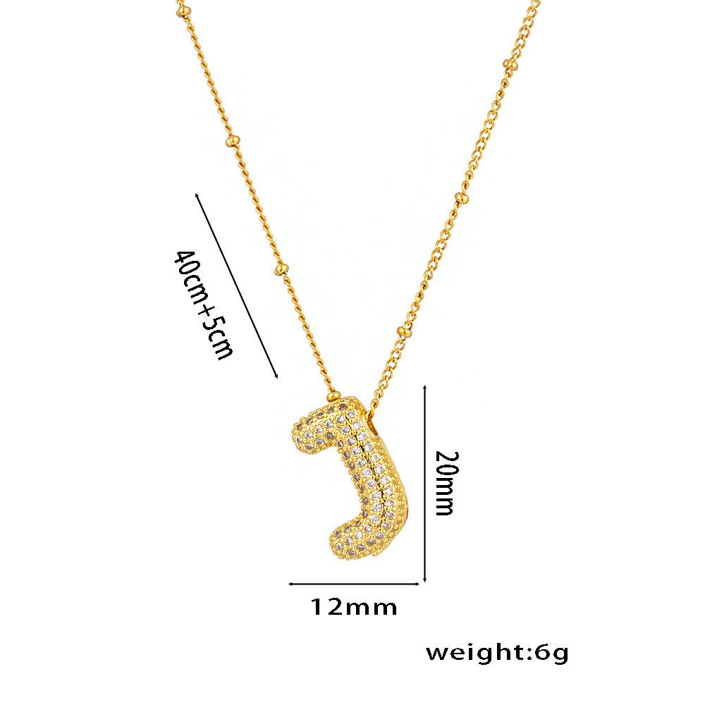 Fashion 26 Bubble Letter Initial Pendant18k Gold Plated Micropaved Full Zirconia Stone Chain Couple Necklace Women Jewelry