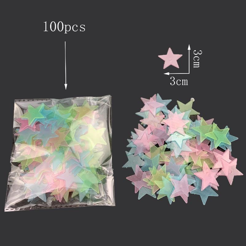 100 Stück Leuchtende Stern Wandaufkleber Geeignet für Schlafzimmer, Fenster, Decke Wanddekoration Schafft Exklusive Sternenhimmel Wände