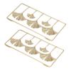 2Pcs Gold Metal Leaf Wall Decor 3D Modern Simple Clear Texture Metal Leaf Hanging Decoration with