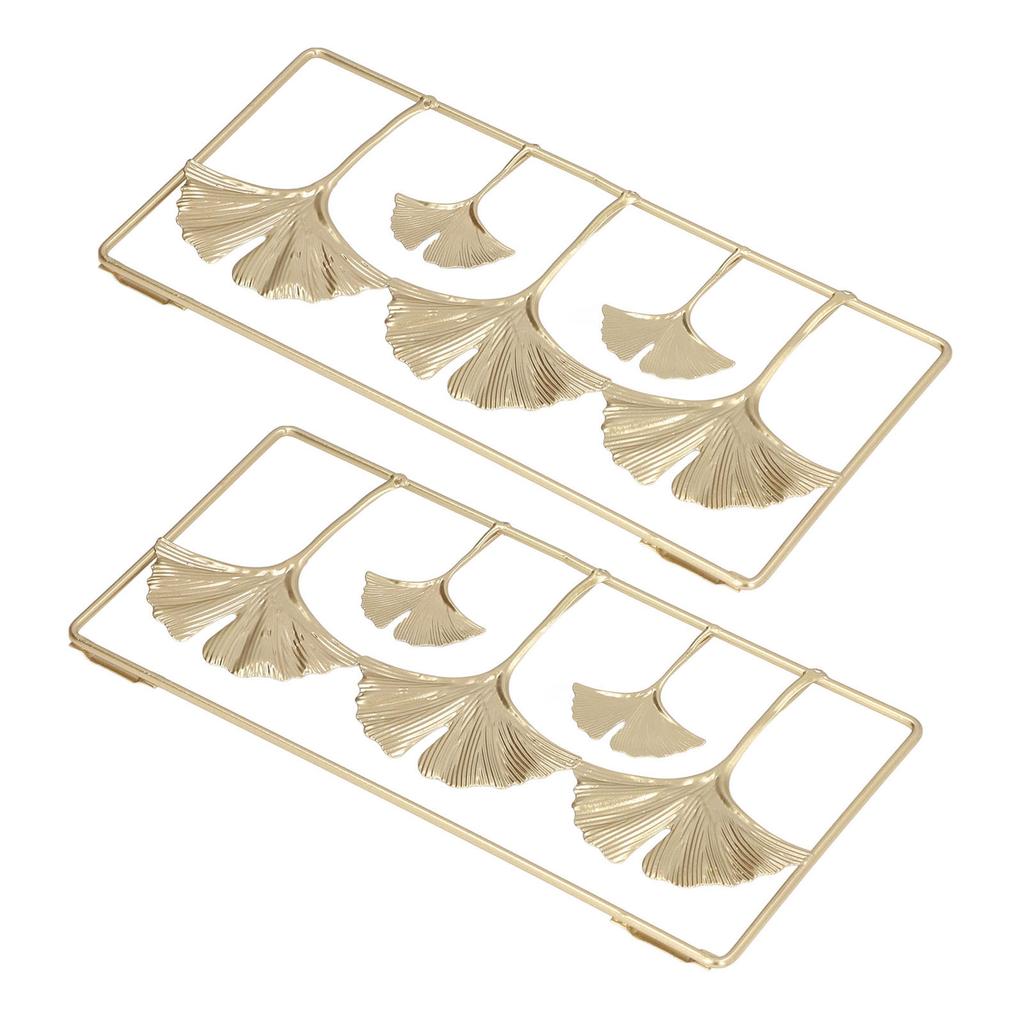 2Pcs Gold Metal Leaf Wall Decor 3D Modern Simple Clear Texture Metal Leaf Hanging Decoration with