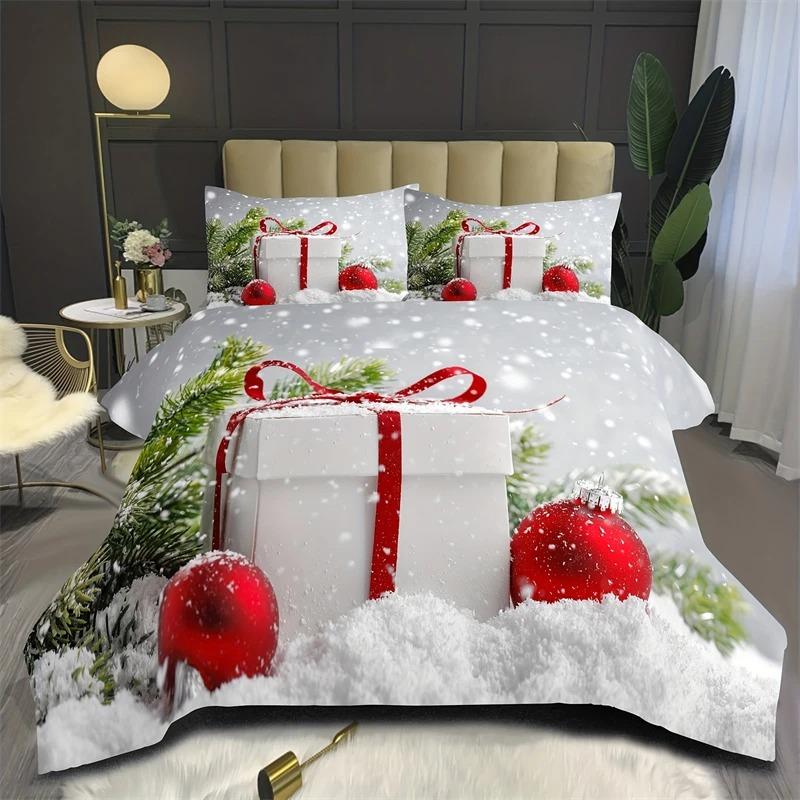 2/3pcs Christmas Theme Soft Duvet Cover Set, Xmas Tre Gift Print Decorative Beding Set, Soft Comfortable Soft Duvet Cover, for Bedrom