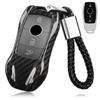 Key Case Cover for CLA CLS 450 Real Carbon Black T-carbon Mercedes-Benz E350, E450, C300, 250, GLB250, GLC300, (2016-2024), Fiber,