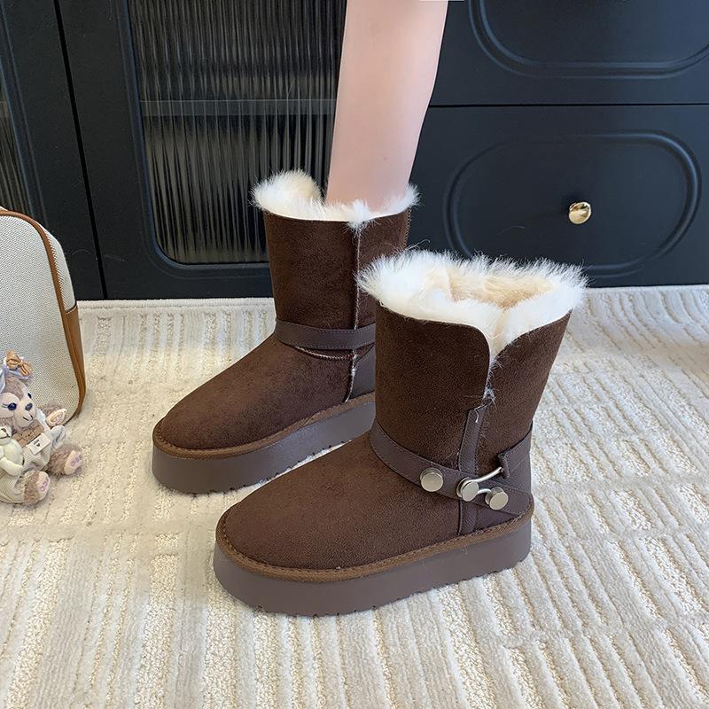 Vielseitige Gürtelschnalle Thermostiefel Martin Stiefel Winter neu dicksohlige Samt verdickte Schneestiefel Damen