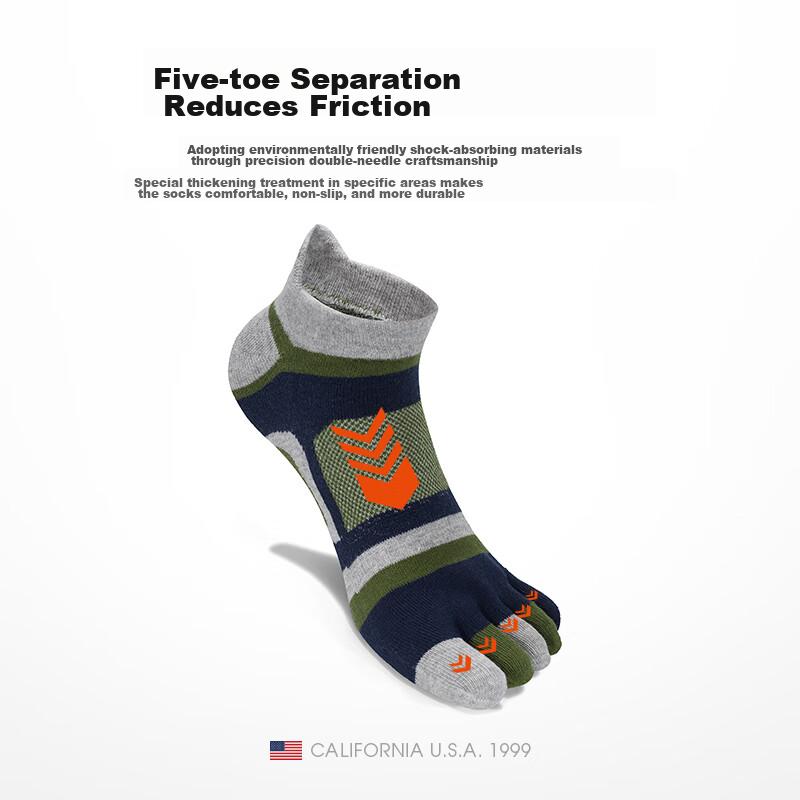 TFO Competition-Grade Outdoor Five-Toe Socks, Breathable Functional Hiking Socks, Wear-Resistant Toe Socks 2202439 Men's Blue And Orange