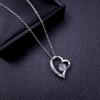 Sterling Silver Heart Pendant Necklace with Dancing Cubic Zirconia Romantic Jewelry for Women