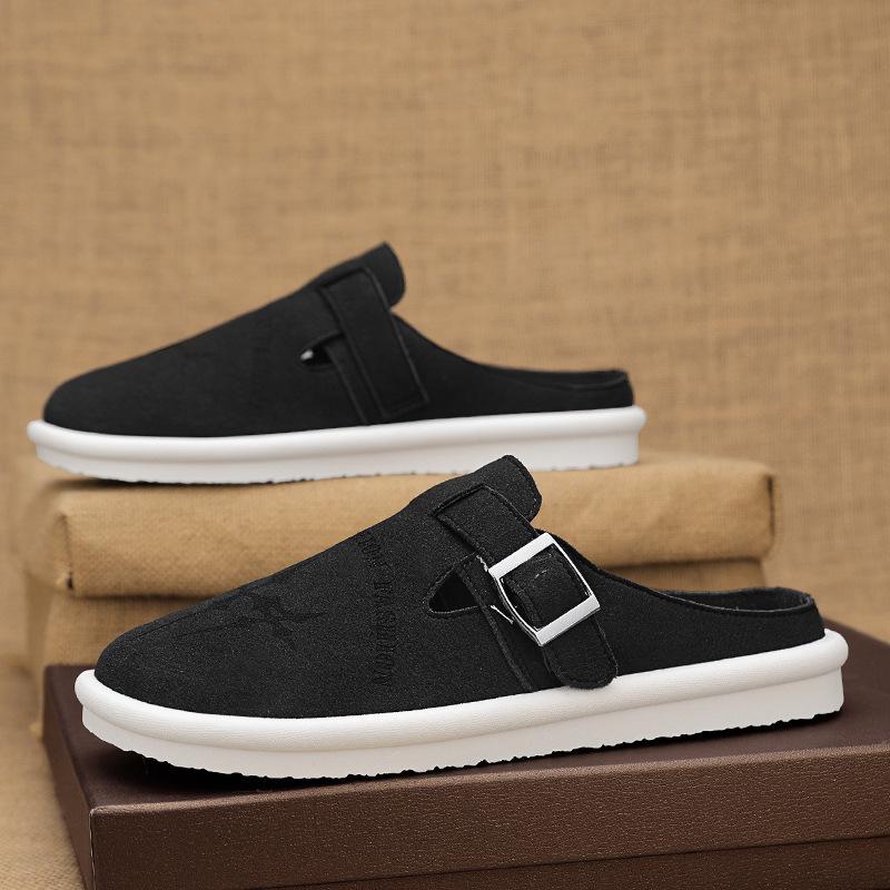 Men's Solid Color Baotou Half Drag Casual Daily Flat Heel Comfortable Breathable New Fashion Versatile Trend Men's Slippers