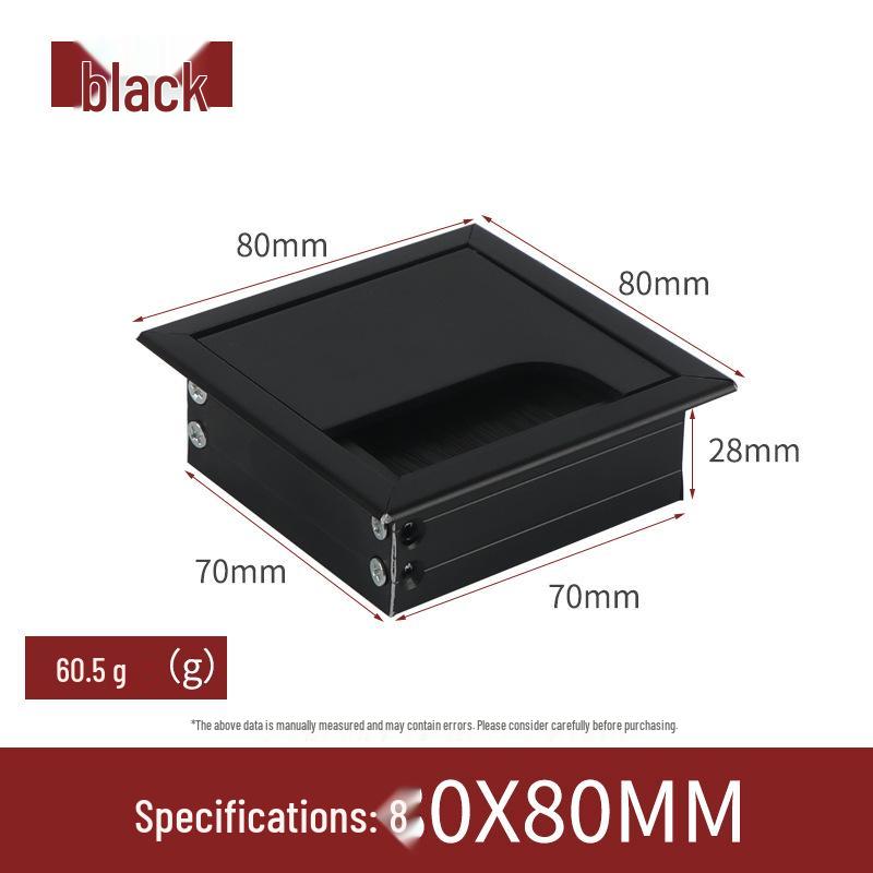 Caja de Gestión de Cables de Aleación de Aluminio Negra - Tapa de Paso de Cables para Escritorio