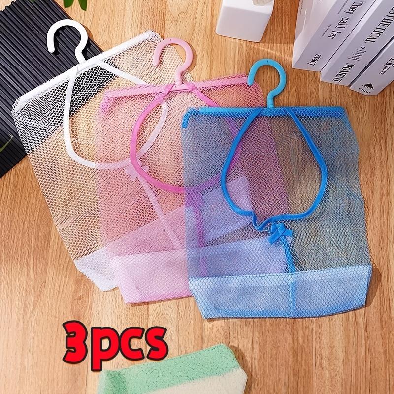 3pcs Mesh Hanging Storage Bags Bathroom Shower Organizer Breathable Toiletries Holder Pouch With Hook 3pcs mixed colors