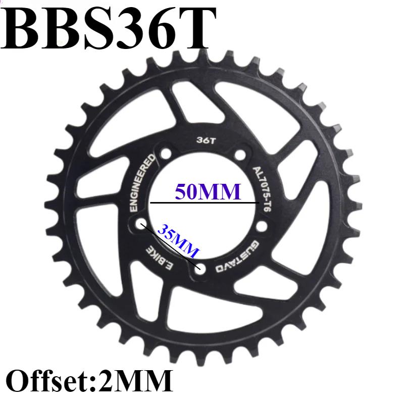 Bike Chainring 36T/34T/38T/40T for BAFANG BBS01 BBS02 BBSHD Mid-drive Motor CNC Chainring Sprocket E-Bicycle Replacement Parts BBS 36T offset 2MM