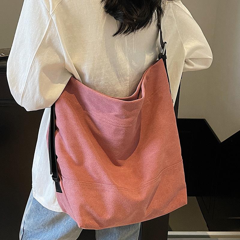 Lazy wind commuter canvas big bag women 2025 new retro washed cloth large capacity shoulder tote bag messenger bag