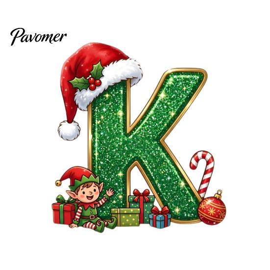 Holiday Tree Hanging Decor Personalized 26 Alphabet Christmas Ornament with Santa Hat Elf Design, Acrylic Cute Pendant for Mantel And Party